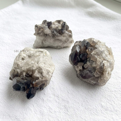 Natural smoky quartz cluster