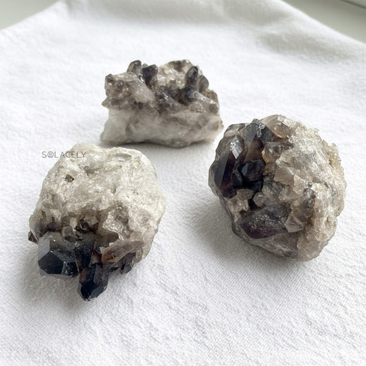 Natural smoky quartz cluster