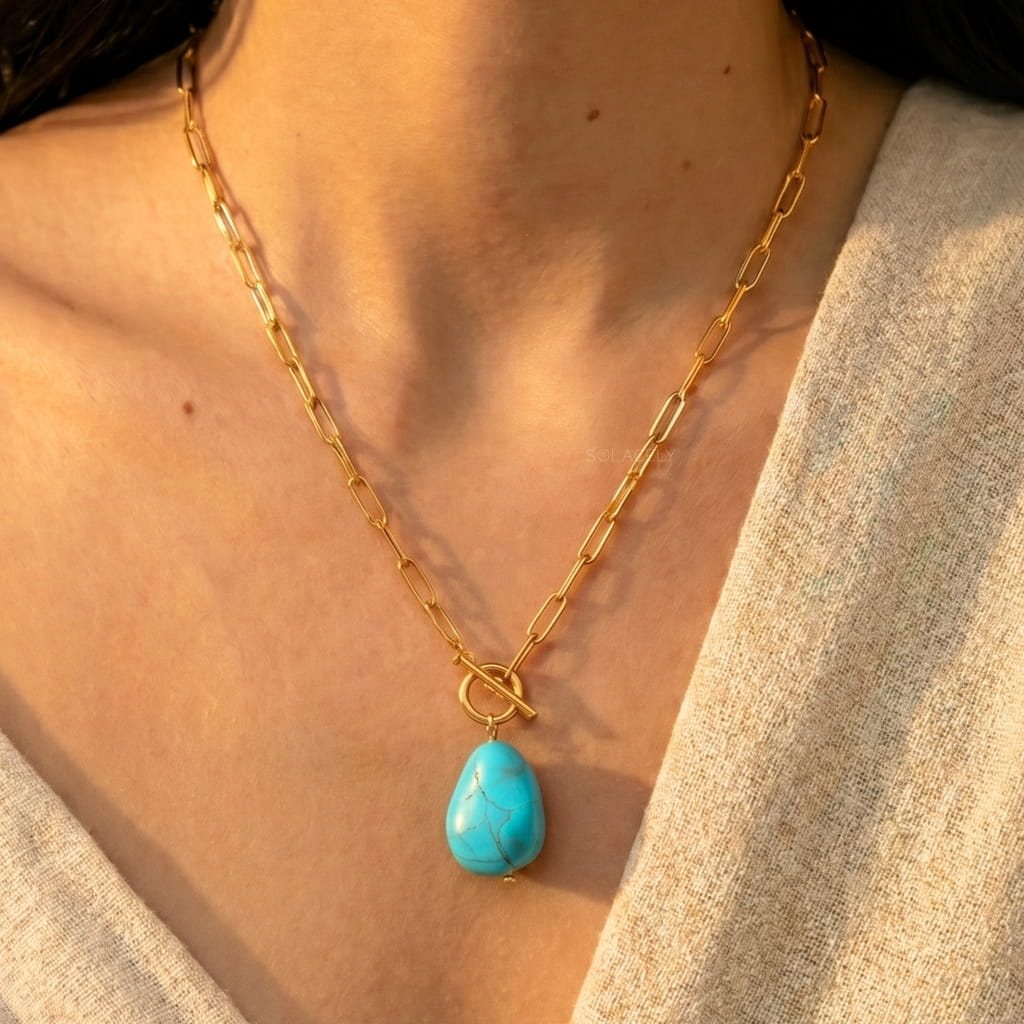 Natural turquoise crystal necklace