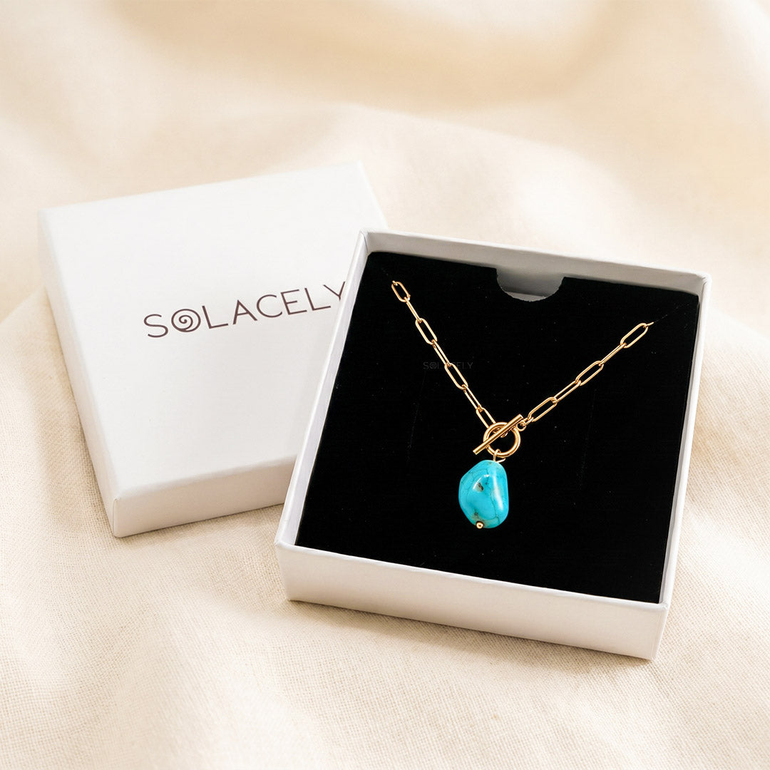 Natural turquoise tumble pendant necklace