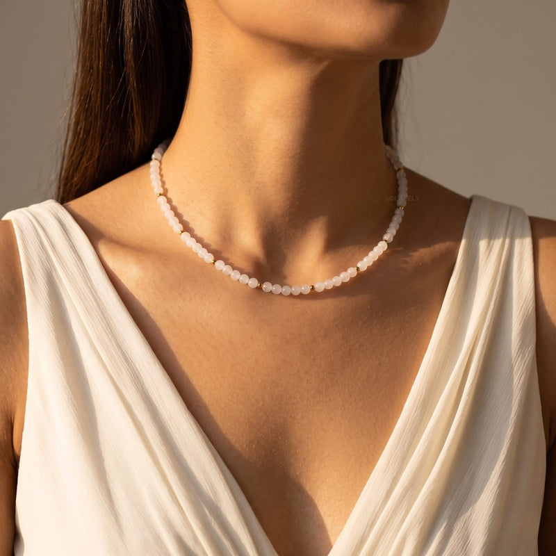 Natural white quartz necklace