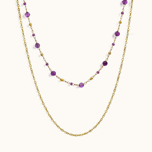 Mystic Glow Amethyst Layered Chain Necklace