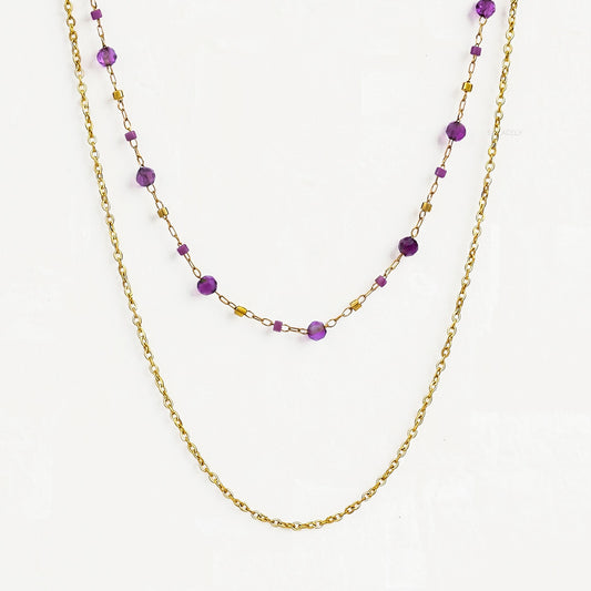 Mystic Glow Amethyst Layered Chain Necklace