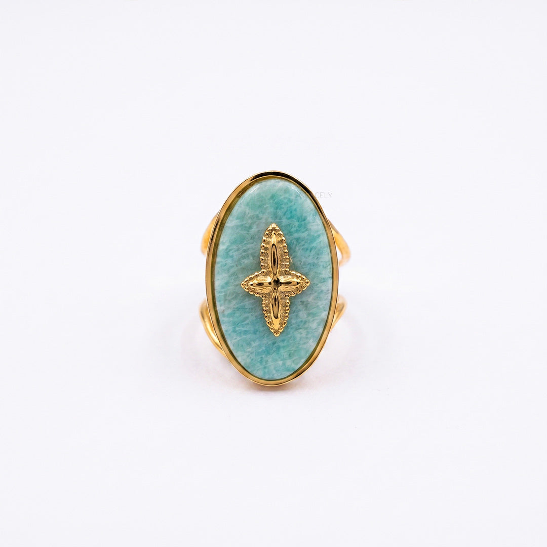 North star amazonite signet ring