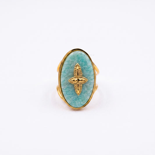 North star amazonite signet ring