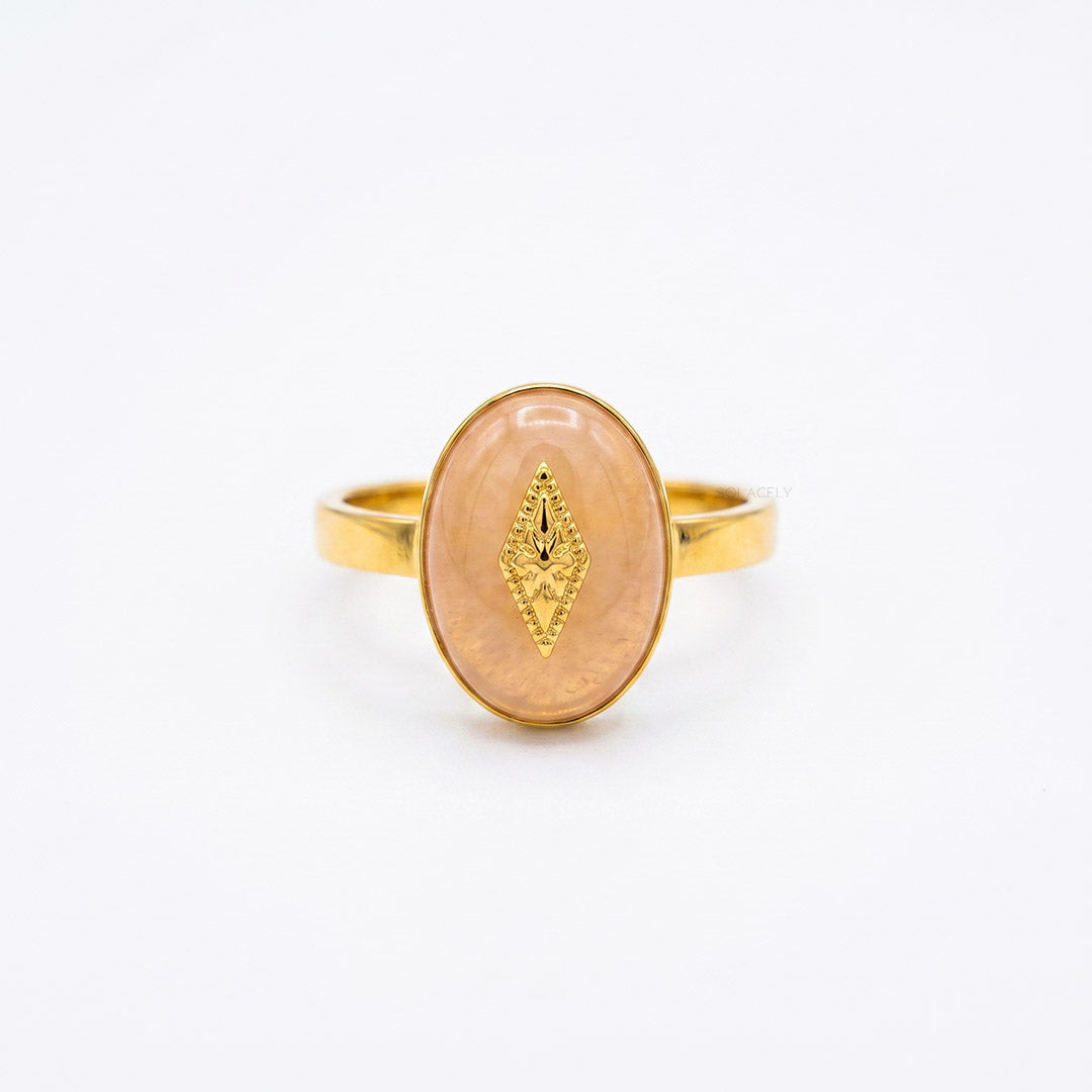 North star rhodochrosite signet ring