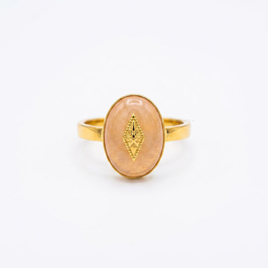 North star rhodochrosite signet ring