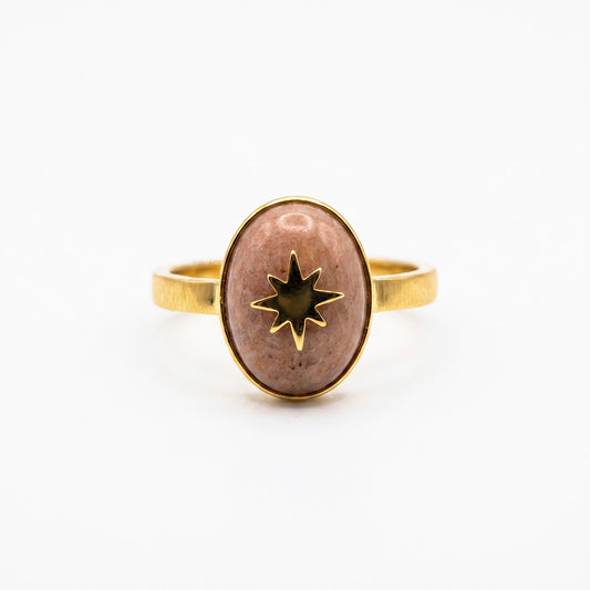 North Star Rhodochrosite Signet Ring