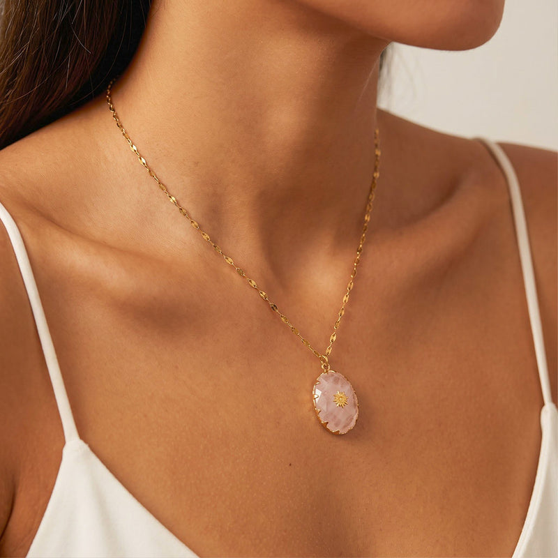 North star rose quartz necklace