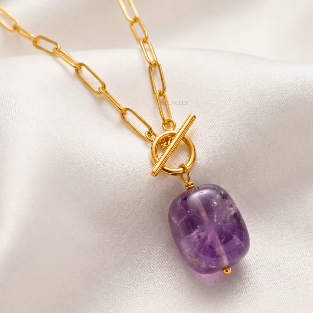 Old soul amethyst tumble necklace