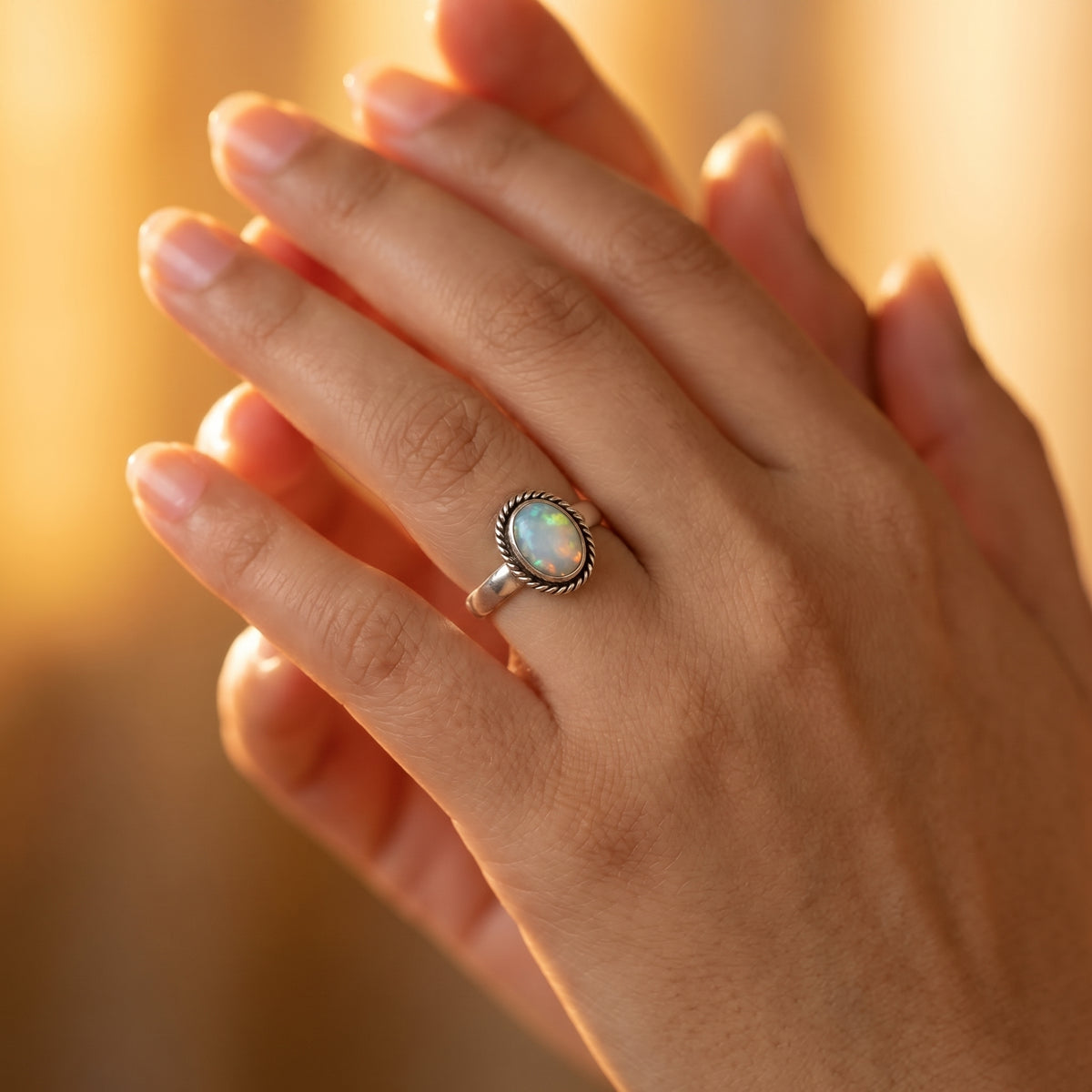 opal sterling ring
