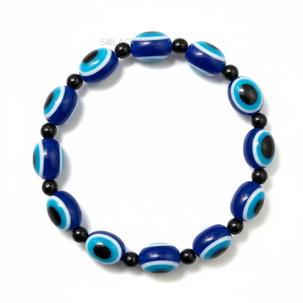 Oval Evil Eye & Black Tourmaline Bracelet