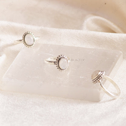 oval ring moonstone sterling silver