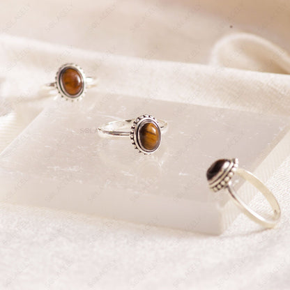 oval tigers eye sterling silver ring