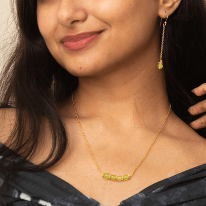 peridot gold plated necklace earring set