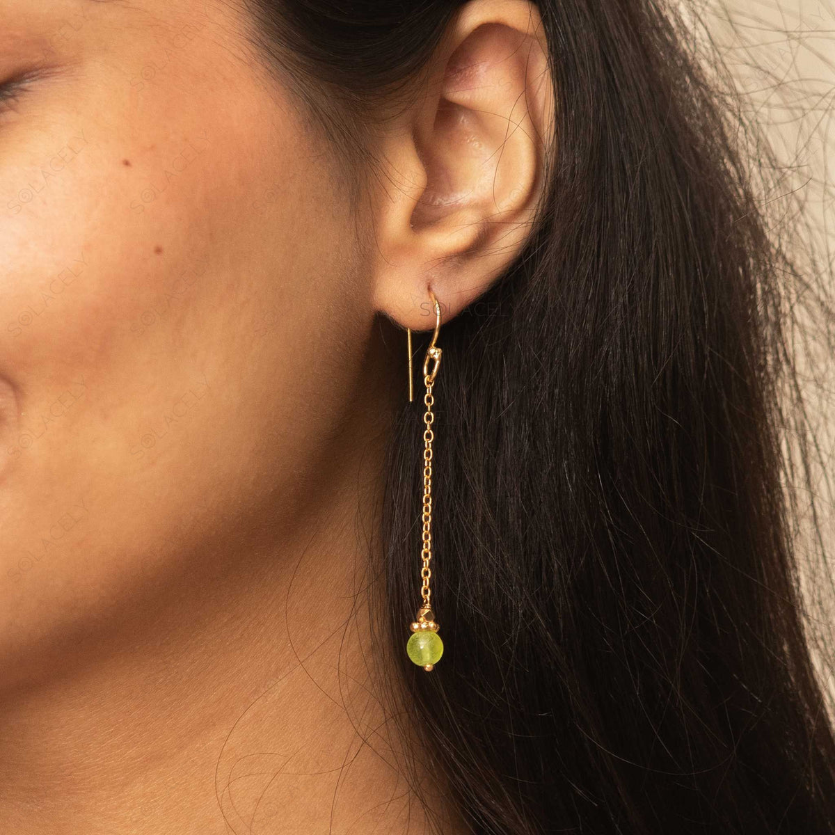 peridot necklace gold plated earring set 