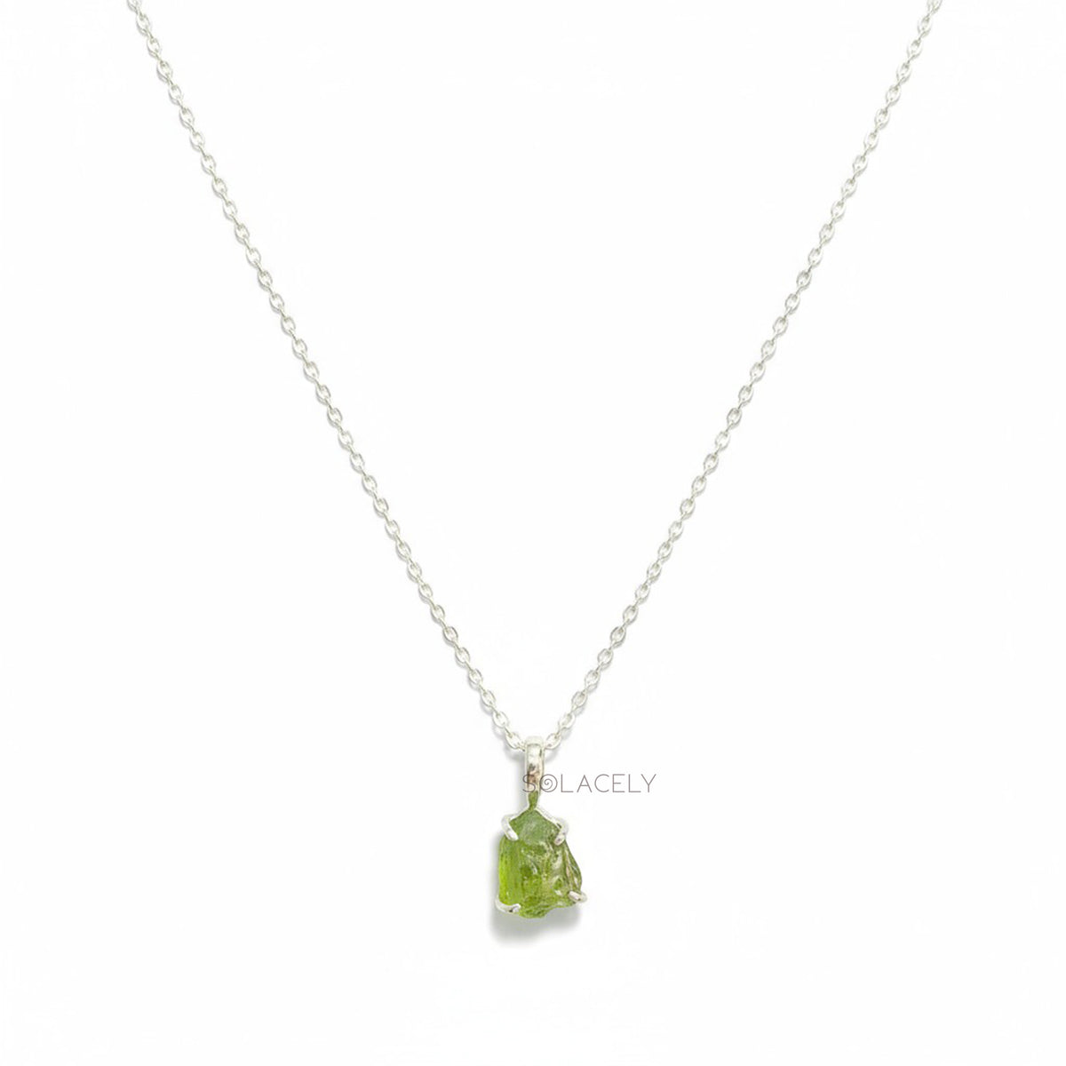 Raw Peridot Sterling Silver Necklace
