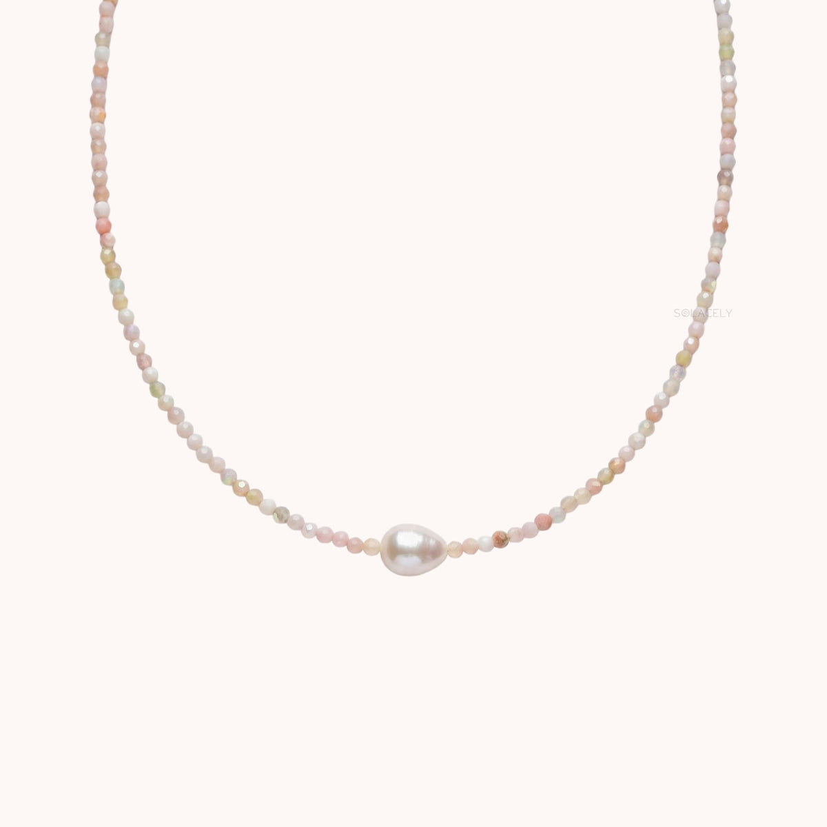 Pink opal pearl statement necklace