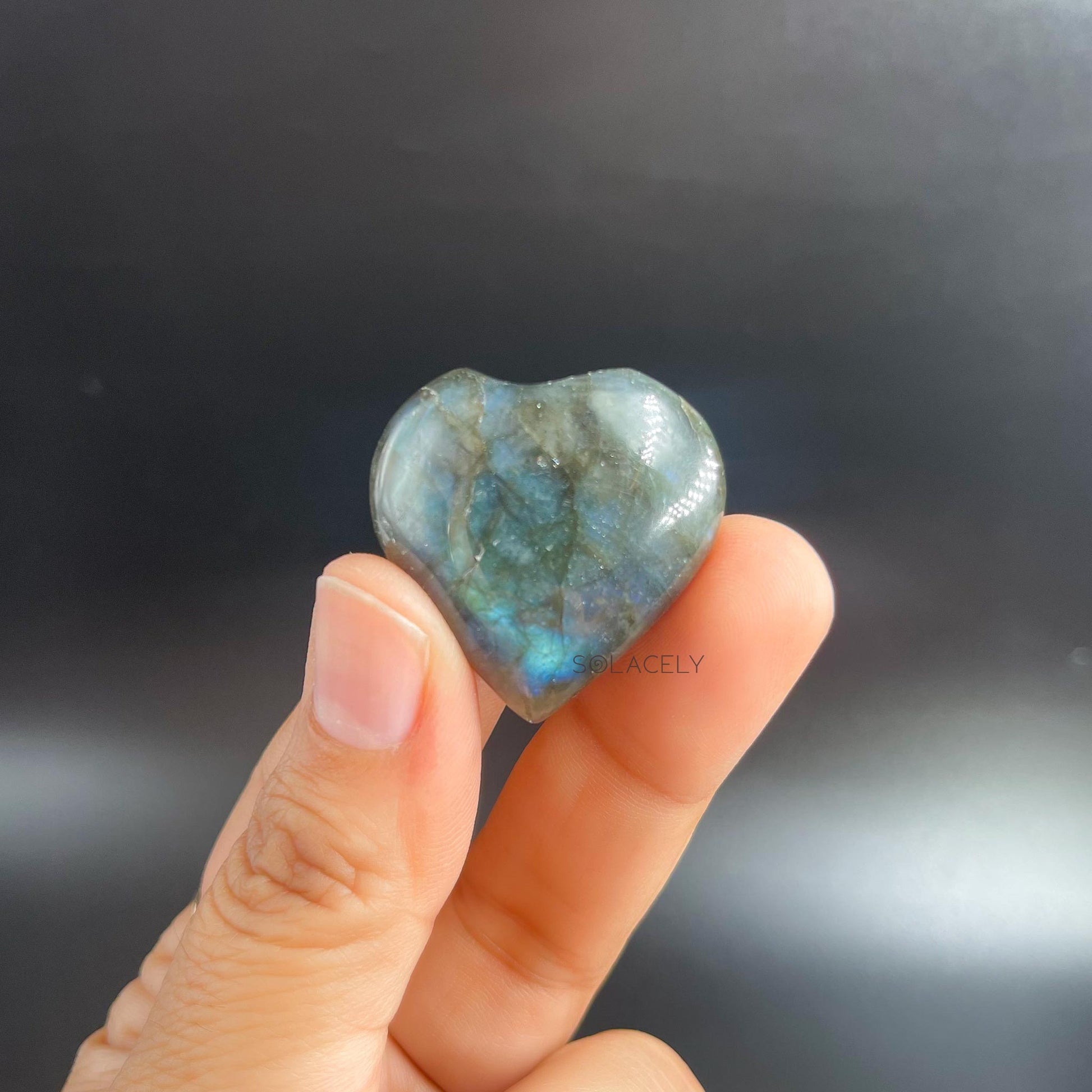 polished labradorite heart