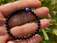 Kids Black Tourmaline Evil Eye Bracelet