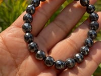 Hematite Faceted Bracelet -  8mm Beads