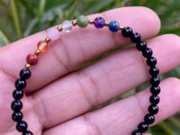 Seven Chakra Bracelet with Black Tourmaline - 4mm Beads