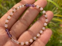 Rose Quartz, Amethyst, and Clear Quartz Bracelet - 4mm Beads