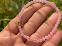 Rose Quartz Bracelet with Butterfly Charm