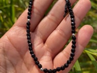 Black Tourmaline Anklet with 4mm Faceted Beads