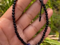 Black Tourmaline Anklet with Evil Eye and 4mm Faceted Beads