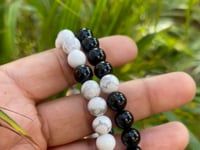 Howlite and Black Tourmaline Couple Bracelets