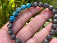 African Turquoise and Faceted Pyrite Bracelet - 8mm Beads