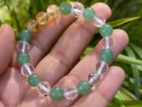 Citrine, Green Aventurine and Faceted Clear Quartz Bracelet - 8mm Beads
