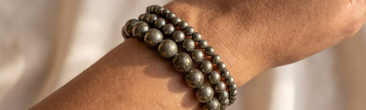 Pyrite bracelet bead size options