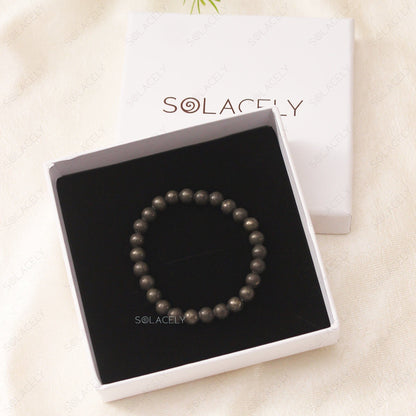 Pyrite Crystal 6mm Beads Bracelet in gift box