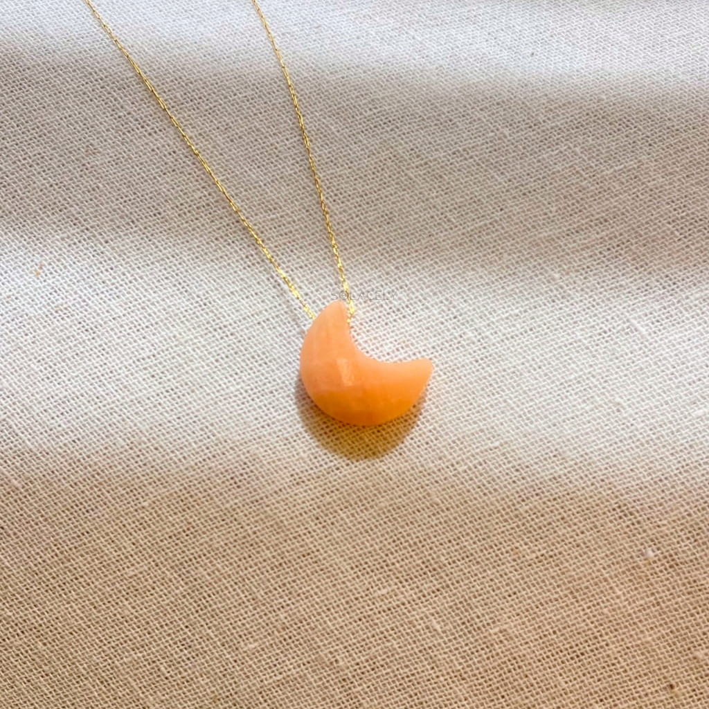 Radiant glow sunstone crescent necklace