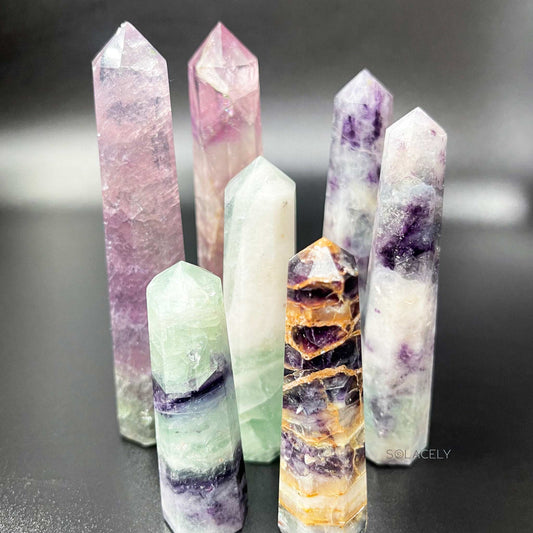 Rainbow fluorite healing crystal wand