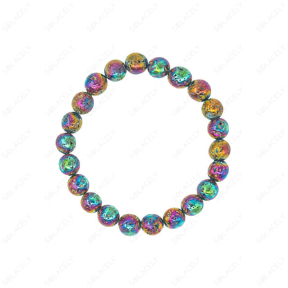 8mm lava stone bracelet rainbow