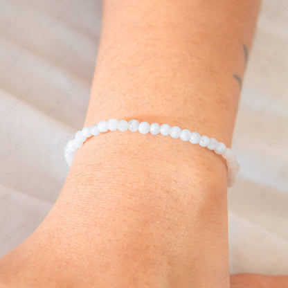 rainbow moonstone 4mm bead bracelet for better sleep