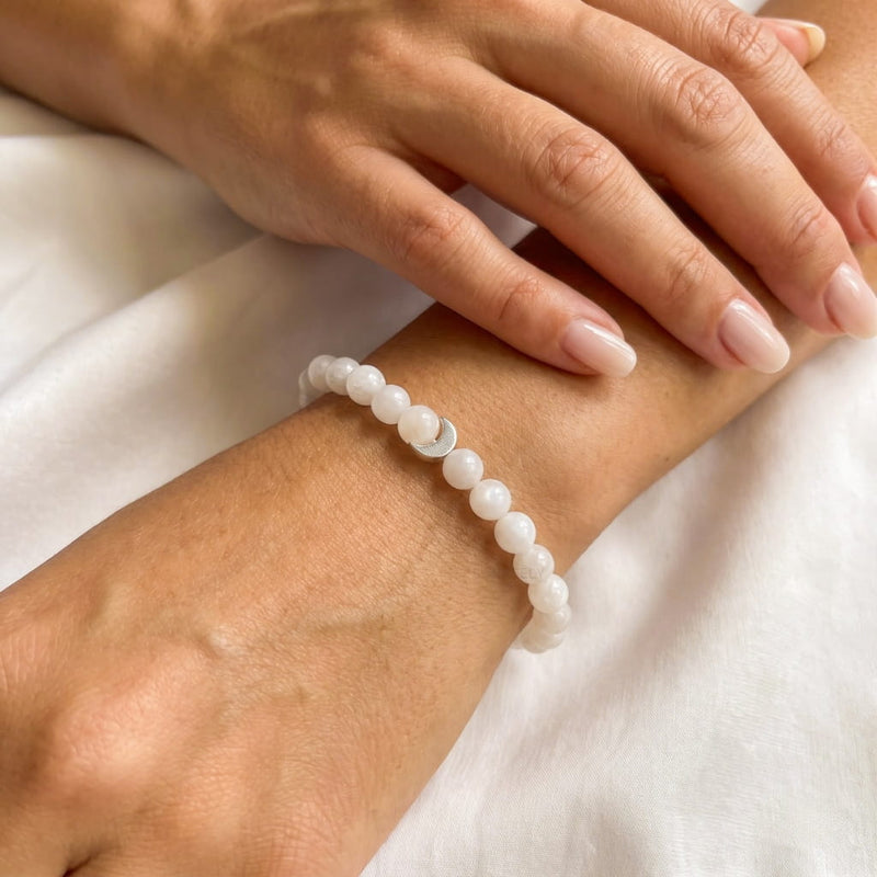 Rainbow moonstone crescent bracelet