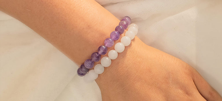 moonstone and amethyst bracelets