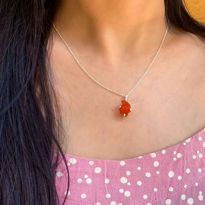 raw carnelian sterling silver necklace 02