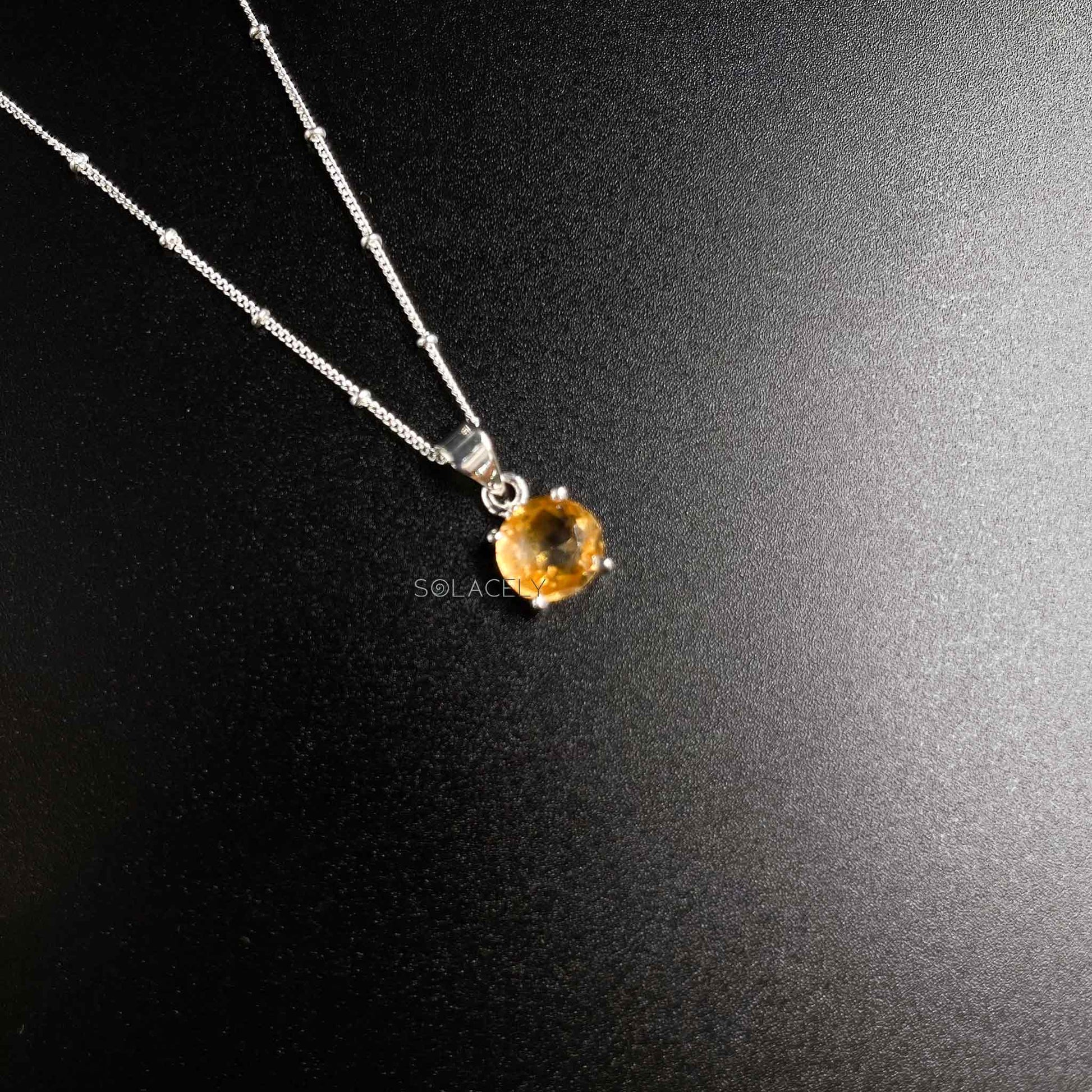 Raw Citrine Silver Necklace