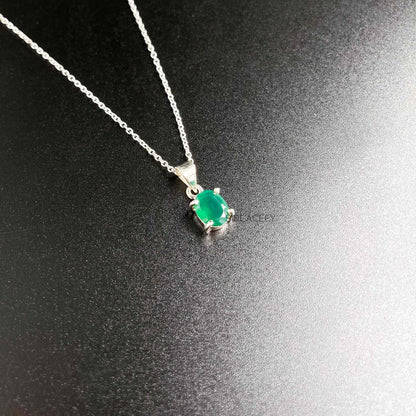 Raw Green Onyx Sterling Silver Necklace