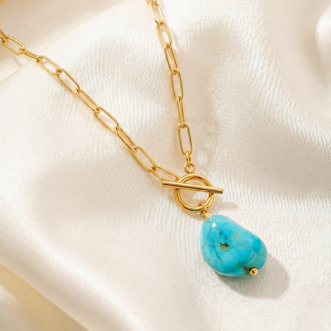 Raw turquoise tumble pendant