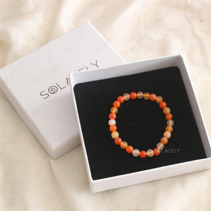 Red Carnelian Crystal 6mm Beads Bracelet in gift box