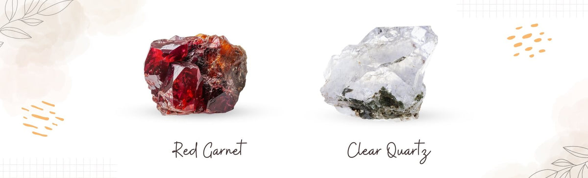 red garnet and clear quartz banner image