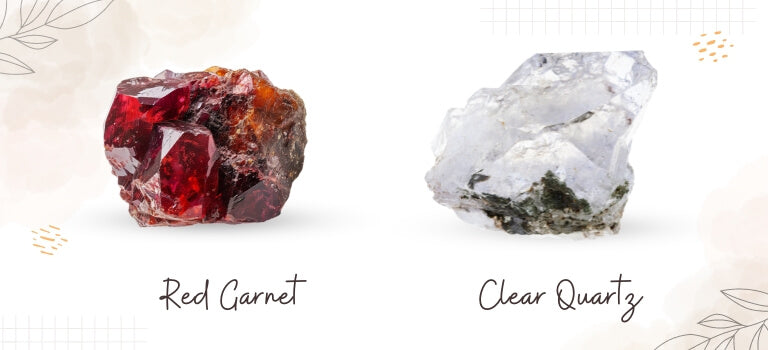red garnet and clear quartz mobile banner image