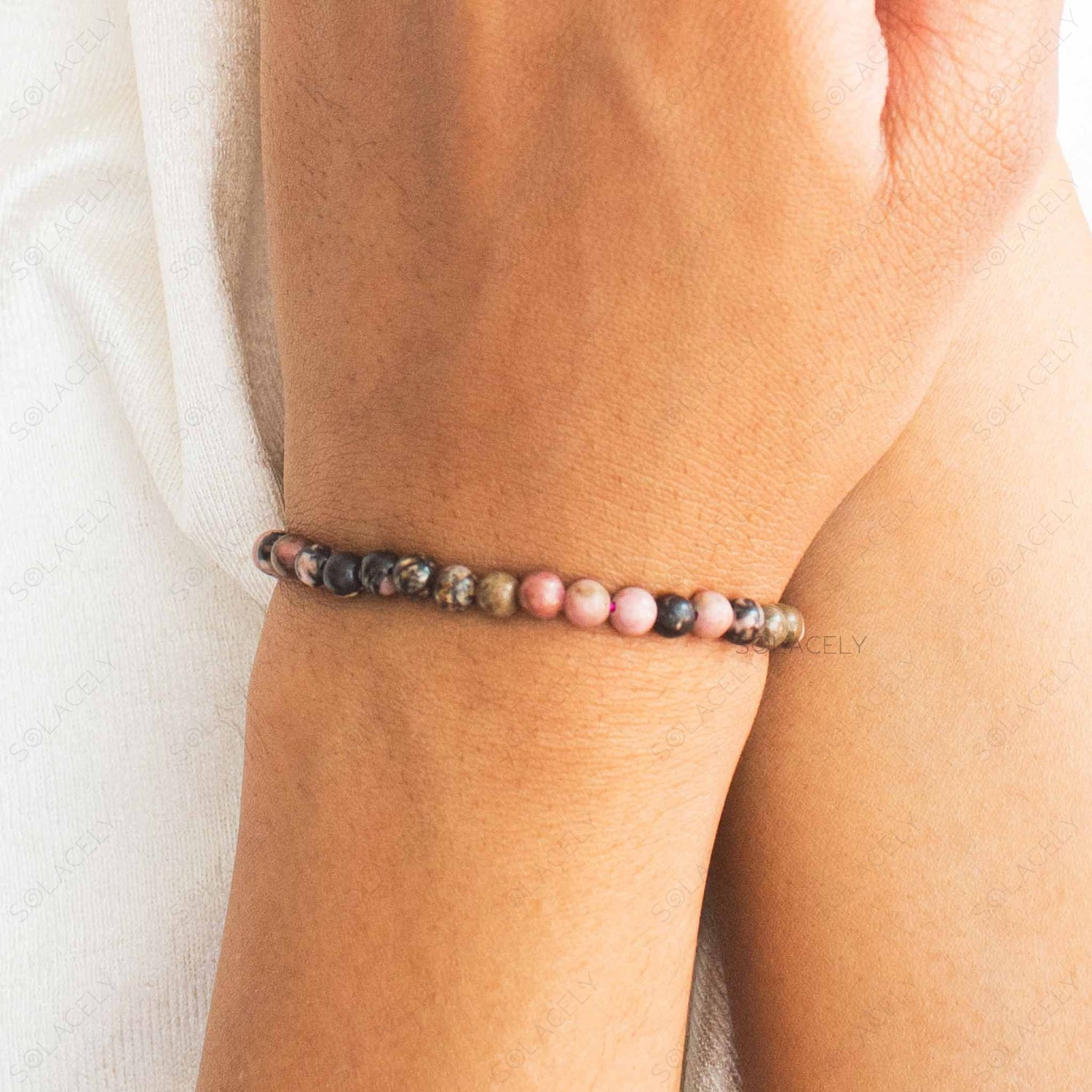 rhodonite 4mm crystal braclet