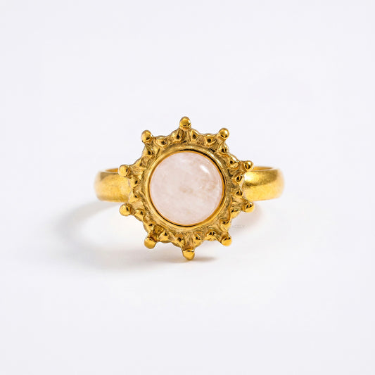 Solar Bloom Rose Quartz Ring
